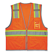 ergodyne GloWear 8246Z Class 2 Two-Tone Mesh Reflective Binding Zipper Vest, Polyester, Small/Medium, Orange (EGO24133)