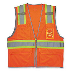 ergodyne GloWear 8246Z Class 2 Two-Tone Mesh Reflective Binding Zipper Vest, Polyester, 4X-Large/5X-Large, Orange (EGO24139)