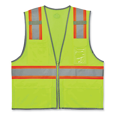 ergodyne GloWear 8246Z Class 2 Two-Tone Mesh Reflective Binding Zipper Vest, Polyester, 2X-Large/3X-Large, Lime (EGO24147)