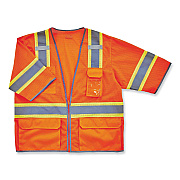 ergodyne GloWear 8346Z Class 3 Two-Tone Hi-Vis Surveyor Zipper Vest, 2X-Large/3X-Large, Orange (EGO24157)
