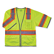 ergodyne GloWear 8346Z Class 3 Two-Tone Hi-Vis Surveyor Zipper Vest, 4X-Large/5X-Large, Lime (EGO24169)