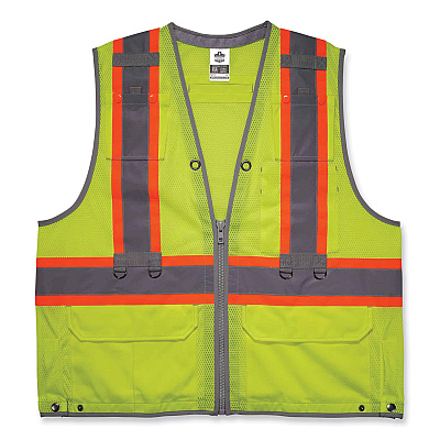 ergodyne GloWear 8231TV Class 2 Hi-Vis Tool Tethering Safety Vest, Polyester, Large/X-Large, Lime (EGO24175)