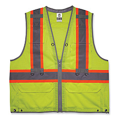 ergodyne GloWear 8231TV Class 2 Hi-Vis Tool Tethering Safety Vest, Polyester, 2X-Large/3X-Large, Lime (EGO24177)