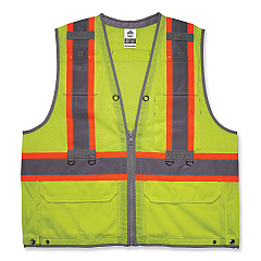 ergodyne GloWear 8231TV Class 2 Hi-Vis Tool Tethering Safety Vest, Polyester, 4X-Large/5X-Large, Lime (EGO24179)