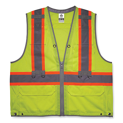 ergodyne GloWear 8231TVK Class 2 Hi-Vis Tool Tethering Safety Vest Kit, Polyester, 4X-Large/5X-Large, Lime (EGO24189)