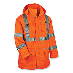 ergodyne GloWear 8365 Class 3 Hi-Vis Rain Jacket, Polyester, 4X-Large, Orange (EGO24318)