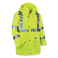 ergodyne GloWear 8365 Class 3 Hi-Vis Rain Jacket, Polyester, Large, Lime (EGO24324)