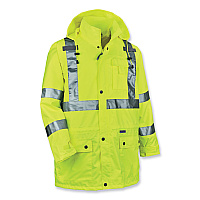 ergodyne GloWear 8365 Class 3 Hi-Vis Rain Jacket, Polyester, 5X-Large, Lime (EGO24329)