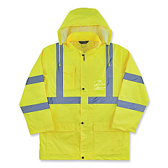 ergodyne GloWear 8366 Class 3 Lightweight Hi-Vis Rain Jacket, Polyester, 5X-Large, Lime (EGO24339)