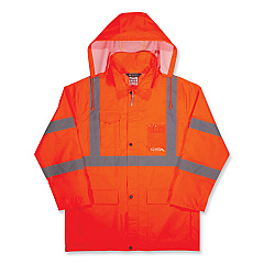 ergodyne GloWear 8366 Class 3 Lightweight Hi-Vis Rain Jacket, Polyester, 2X-Large, Orange (EGO24366)