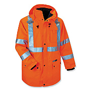 ergodyne GloWear 8385 Class 3 Hi-Vis 4-in-1 Jacket, Large, Orange (EGO24374)