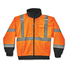 ergodyne GloWear 8379 Class 3 Hi-Vis Fleece Lined Bomber Jacket, Orange, Large (EGO24464)