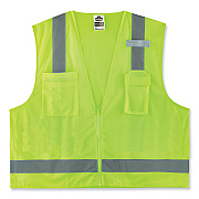 ergodyne GloWear 8249Z-S Single Size Class 2 Economy Surveyors Zipper Vest, Polyester, Large, Lime (EGO24504)