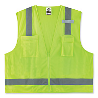 ergodyne GloWear 8249Z-S Single Size Class 2 Economy Surveyors Zipper Vest, Polyester, X-Large, Lime (EGO24505)