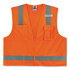 ergodyne GloWear 8249Z-S Single Size Class 2 Economy Surveyors Zipper Vest, Polyester, 5X-Large, Orange (EGO24519)