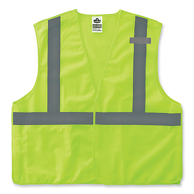 ergodyne GloWear 8215BA-S Single Size Class 2 Economy Breakaway Mesh Vest, Polyester, X-Small, Lime (EGO24541)