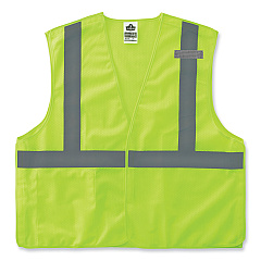 ergodyne GloWear 8215BA-S Single Size Class 2 Economy Breakaway Mesh Vest, Polyester, Small, Lime (EGO24542)
