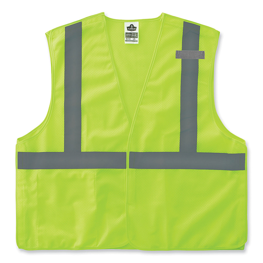 ergodyne GloWear 8215BA-S Single Size Class 2 Economy Breakaway Mesh Vest, Polyester, Small, Lime (EGO24542)