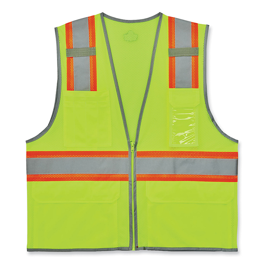 ergodyne GloWear 8246Z-S Single Size Class 2 Two-Tone Mesh Vest, Polyester, 5X-Large, Lime (EGO24569)
