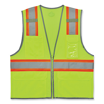 ergodyne GloWear 8246Z-S Single Size Class 2 Two-Tone Mesh Vest, Polyester, Medium, Lime (EGO24563)