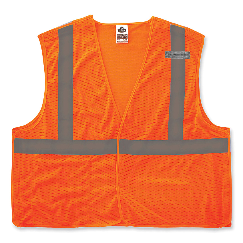 ergodyne GloWear 8215BA-S Single Size Class 2 Economy Breakaway Mesh Vest, Polyester, Medium, Orange (EGO24553)