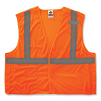ergodyne GloWear 8215BA-S Single Size Class 2 Economy Breakaway Mesh Vest, Polyester, Small, Orange (EGO24552)