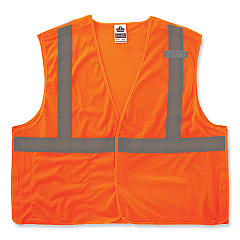ergodyne GloWear 8215BA-S Single Size Class 2 Economy Breakaway Mesh Vest, Polyester, Small, Orange (EGO24552)