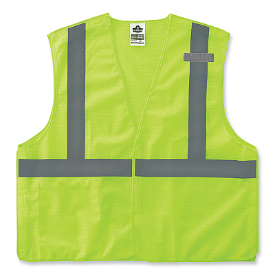 ergodyne GloWear 8215BA-S Single Size Class 2 Economy Breakaway Mesh Vest, Polyester, 4X-Large, Lime (EGO24548)