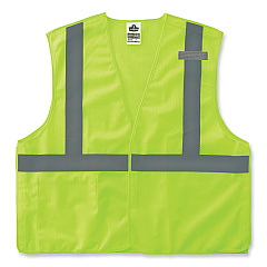 ergodyne GloWear 8215BA-S Single Size Class 2 Economy Breakaway Mesh Vest, Polyester, Large, Lime (EGO24544)
