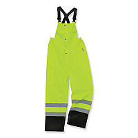 ergodyne GloWear 8918BK Class E Hi-Vis Rain Bibs Black Bottom, Large, Lime (EGO25014)