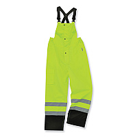 ergodyne GloWear 8918BK Class E Hi-Vis Rain Bibs Black Bottom, X-Large, Lime (EGO25015)