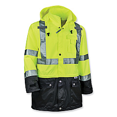 ergodyne GloWear 8365BK Class 3 Hi-Vis Rain Jacket Black Bottom, 2X-Large, Lime (EGO25326)