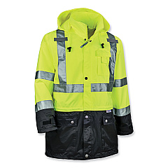 ergodyne GloWear 8365BK Class 3 Hi-Vis Rain Jacket Black Bottom, 3X-Large, Lime (EGO25327)