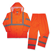 ergodyne GloWear 8376K Lightweight HV Rain Suit, X-Large, Orange (EGO25335)