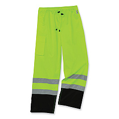 ergodyne GloWear 8915BK Class E Hi-Vis Rain Pants Black Bottom, Large, Lime (EGO25424)