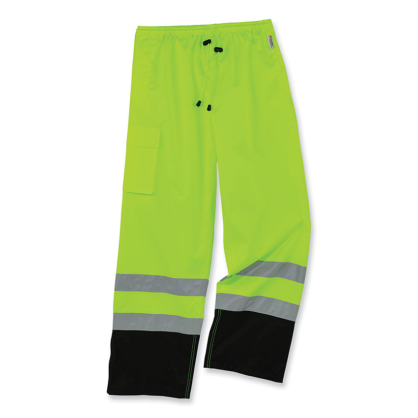 ergodyne GloWear 8915BK Class E Hi-Vis Rain Pants Black Bottom, X-Large, Lime (EGO25425)