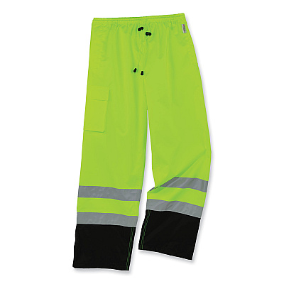 ergodyne GloWear 8915BK Class E Hi-Vis Rain Pants Black Bottom, 4X-Large, Lime (EGO25428)