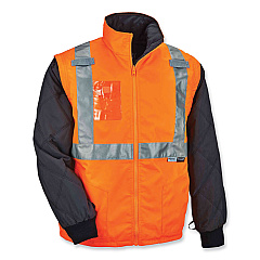 ergodyne GloWear 8287 Class 2 Hi-Vis Jacket with Removable Sleeves, 5X-Large, Orange (EGO25519)