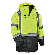 ergodyne GloWear 8384 Class 3 Hi-Vis Quilted Thermal Parka, Small, Lime (EGO25562)