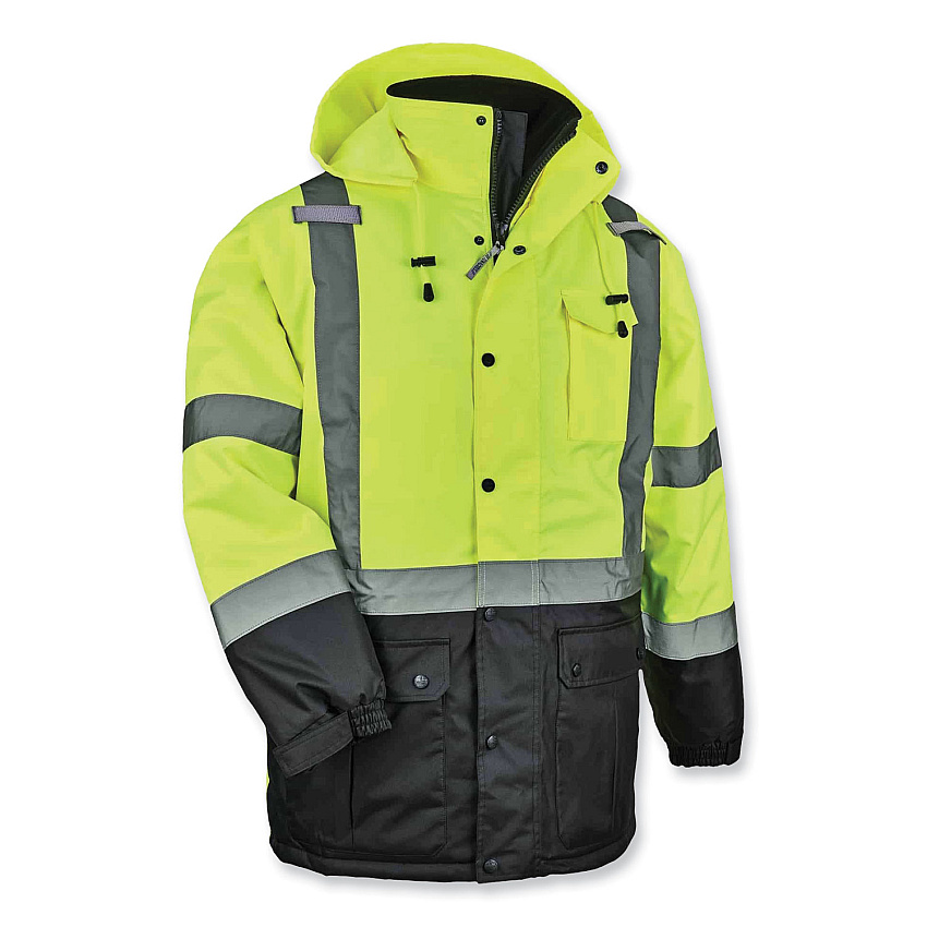 ergodyne GloWear 8384 Class 3 Hi-Vis Quilted Thermal Parka, Small, Lime (EGO25562)