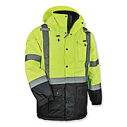 ergodyne GloWear 8384 Class 3 Hi-Vis Quilted Thermal Parka, Medium, Lime (EGO25563)