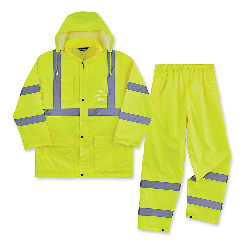 ergodyne GloWear 8376K Lightweight HV Rain Suit, 2X-Large, Lime (EGO25436)