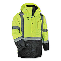 ergodyne GloWear 8384 Class 3 Hi-Vis Quilted Thermal Parka, X-Large, Lime (EGO25565)
