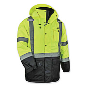 ergodyne GloWear 8384 Class 3 Hi-Vis Quilted Thermal Parka, 4X-Large, Lime (EGO25568)