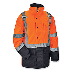 ergodyne GloWear 8384 Class 3 Hi-Vis Quilted Thermal Parka, 2X-Large, Orange (EGO25576)
