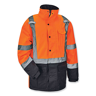 ergodyne GloWear 8384 Class 3 Hi-Vis Quilted Thermal Parka, 2X-Large, Orange (EGO25576)