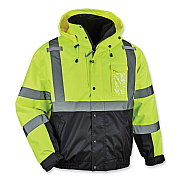 ergodyne GloWear 8381 Class 3 Hi-Vis 4-in-1 Quilted Bomber Jacket, Lime, Medium (EGO25593)