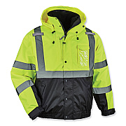 ergodyne GloWear 8381 Class 3 Hi-Vis 4-in-1 Quilted Bomber Jacket, Lime, Large (EGO25594)