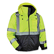 ergodyne GloWear 8377 Class 3 Hi-Vis Quilted Bomber Jacket, Lime, Medium (EGO25623)