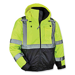 ergodyne GloWear 8377 Class 3 Hi-Vis Quilted Bomber Jacket, Lime, 3X-Large (EGO25627)